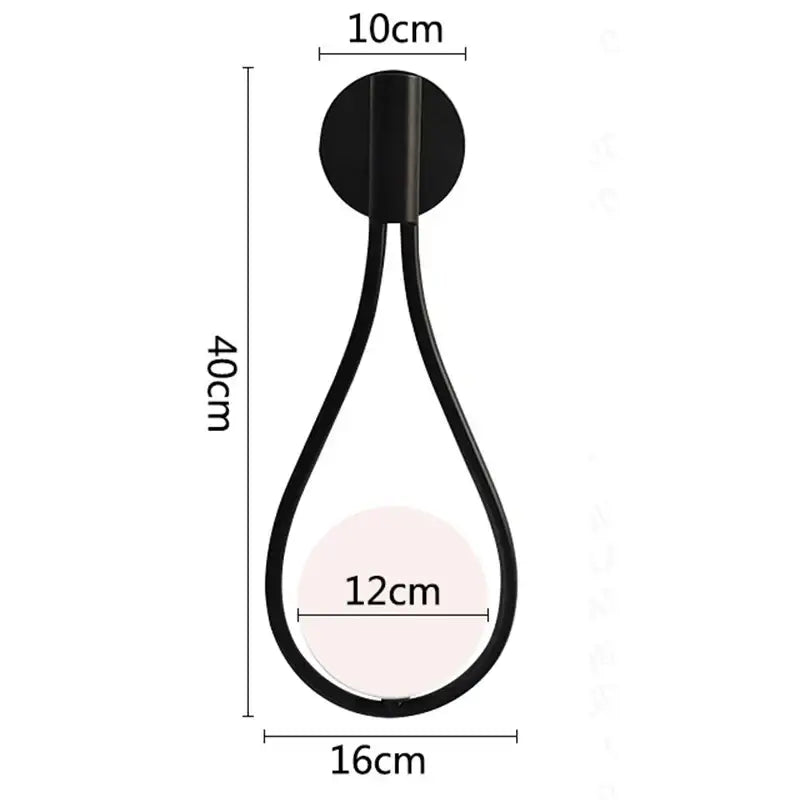 Black teardrop-shaped decorbites glass ball brass wall lamp with matte finish for bedroom and living room lighting