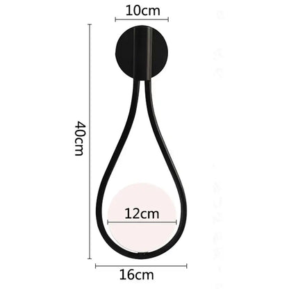 Black teardrop-shaped decorbites glass ball brass wall lamp with matte finish for bedroom and living room lighting