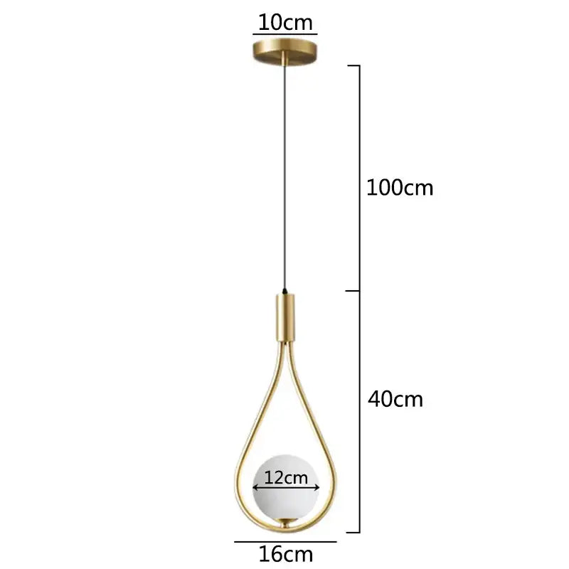 A modern gold-toned decorbites glass ball wall lamp with teardrop frame and white spherical glass bulb for living room