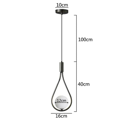 Modern black metal wall lamp with a sleek teardrop frame and frosted glass globe by decorbites glass ball brass