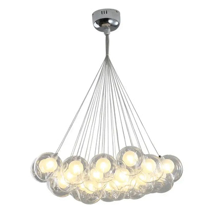 Modern chrome finished decorbites glass ball bubble chandelier with clear glass spheres for living room and dining table