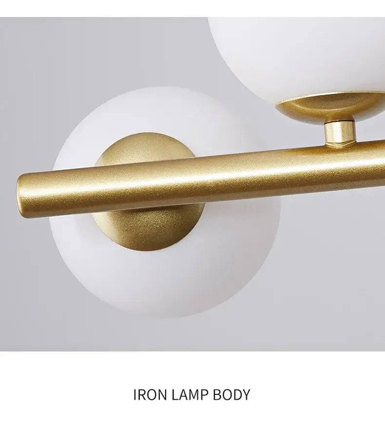 Decorbites gold-finished iron ball ceiling chandelier with frosted white glass ball shades for home lighting