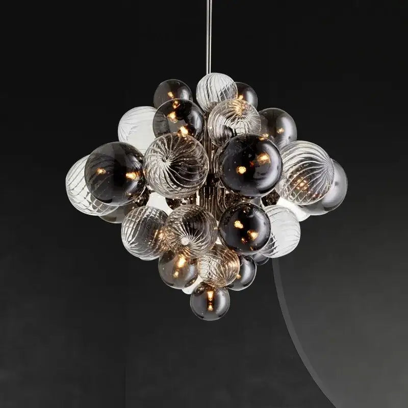 Modern decorbites glass ball ceiling chandelier with hand-blown clear smoked frosted glass spheres for living room lighting