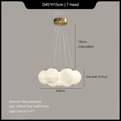 DecorBites glass ball pendant lights with seven frosted glass orbs and brass finish for modern home decor ceiling lighting