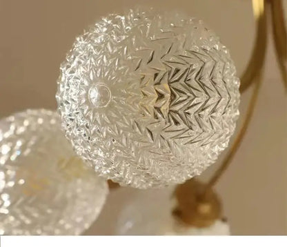 Decorbites glass ball ceiling light with clear intricately cut glass globe and faceted geometric pattern for modern living room