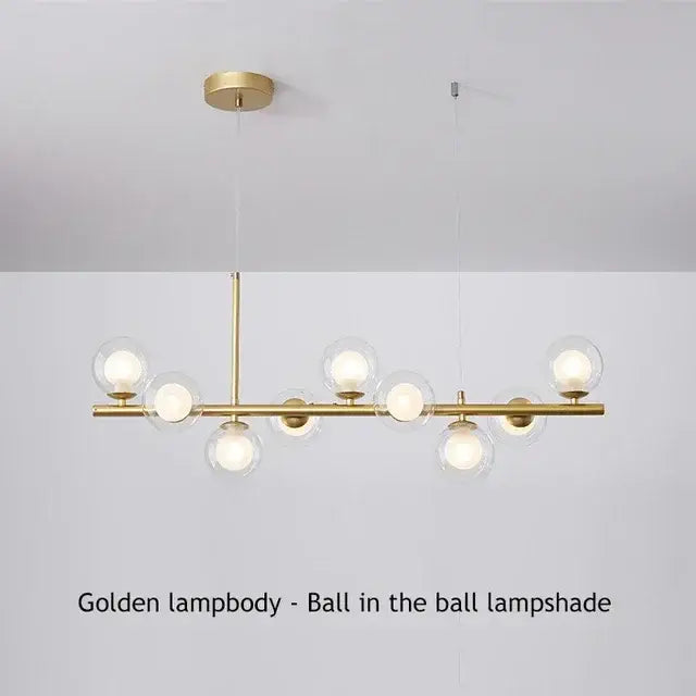 Decorbites™ glass ball chandelier with golden lampbody and spherical glass ball shades for home lighting