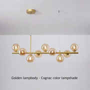DecorBites™ glass ball chandelier with cognac glass lampshades and polished brass frame for modern home lighting