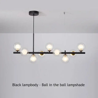 Black modern DecorBites™ glass ball chandelier with multiple clear glass globe lampshades for ball ceiling lighting