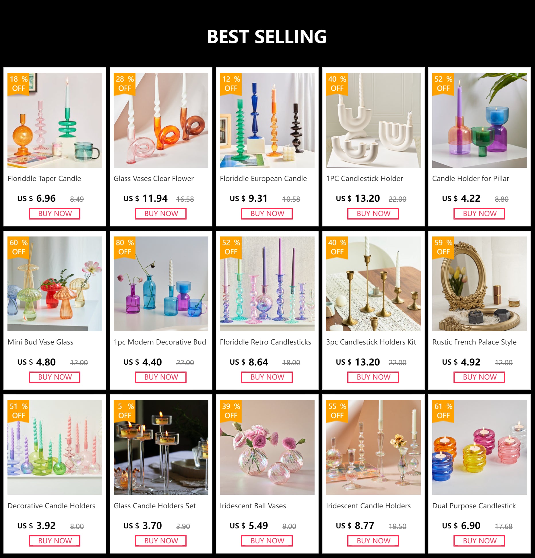 Glass Ball Vases Set for Home Decor - Vase