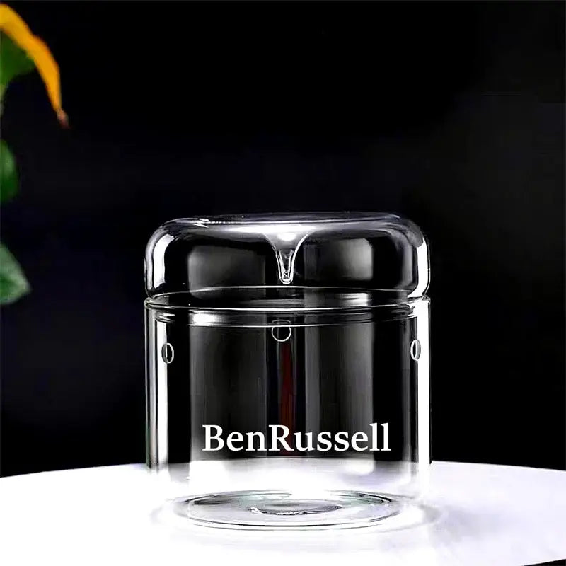 Clear glass bottle terrarium kit with matching lid and benrussell etching for micro landscape glass decor