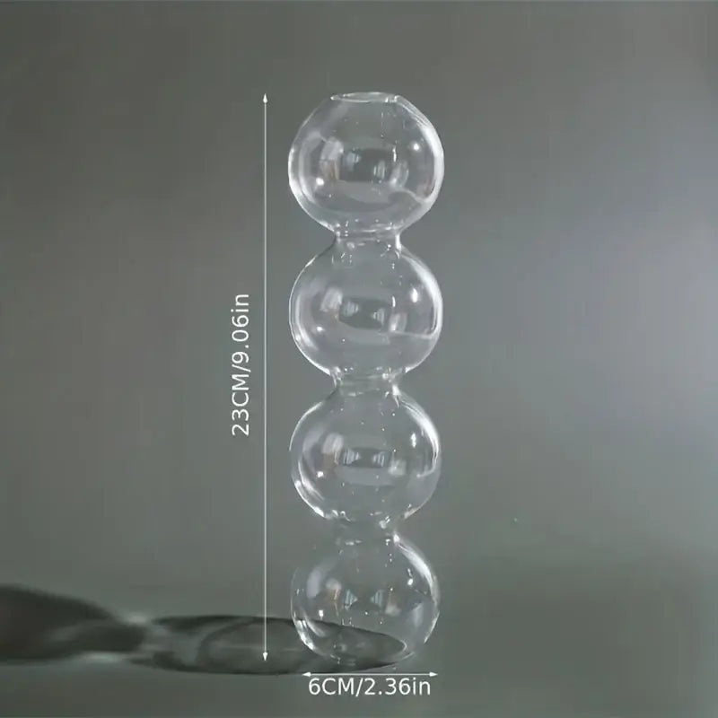 Clear glass DecorBites™ glass bubble hydroponic vase with four stacked spherical sections for wedding and home decor