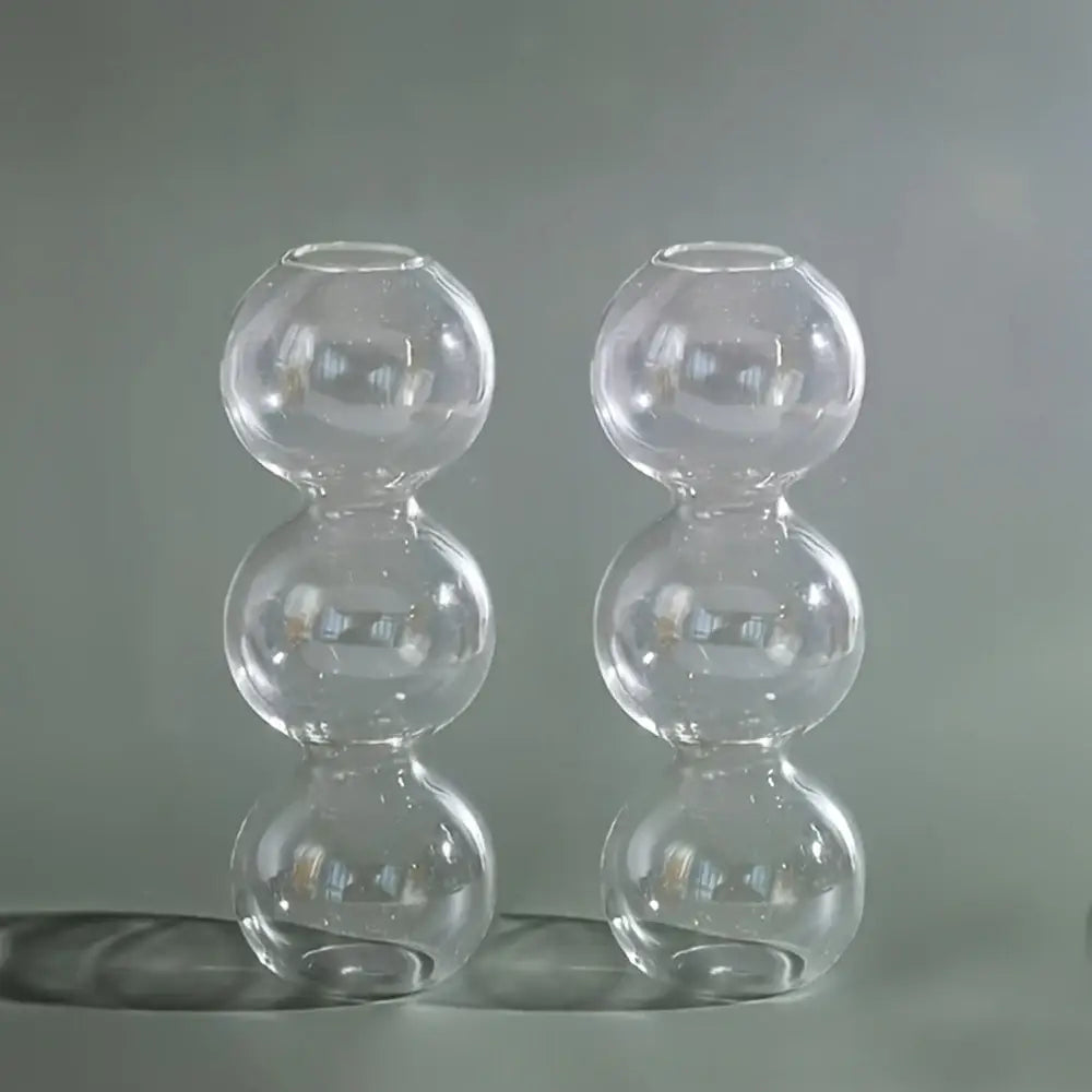 DecorBites™ clear glass bubble hydroponic vase with three stacked spherical sections for wedding and home use