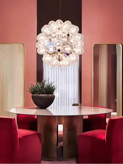 Decorbites glass bubble kitchen island chandelier with clear glass bubbles and metallic frame for dining room light