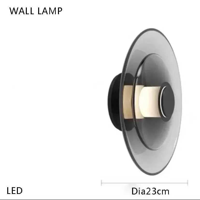 Modern black and frosted glass led wall lamp with circular design in decorbites glass chandelier for dining room light