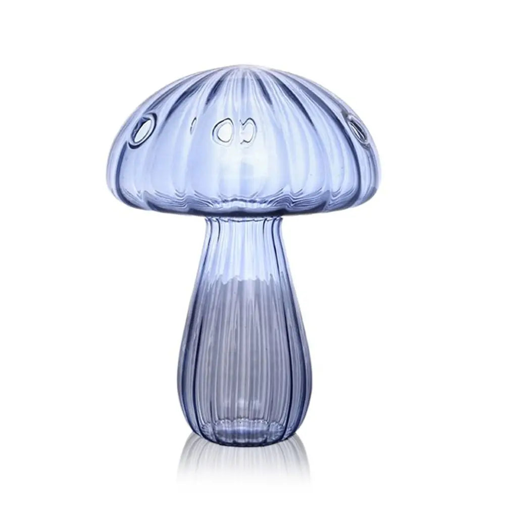 Glass Mushroom-Shaped Vase for Home Decor - blue - Vase