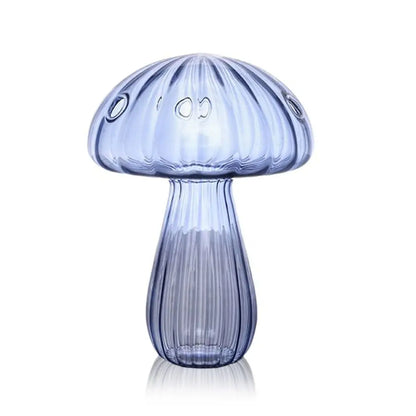 Glass Mushroom-Shaped Vase for Home Decor - blue - Vase