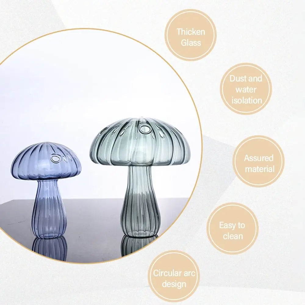 Glass Mushroom-Shaped Vase for Home Decor - Vase
