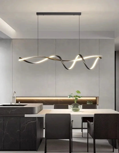 Modern black and white DecorBites glass pendant lights with sleek flowing wave design for contemporary home decor