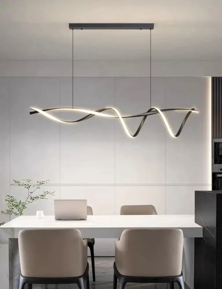 Modern black and white glass pendant lights with sleek flowing wave design by decorbites for modern home decor