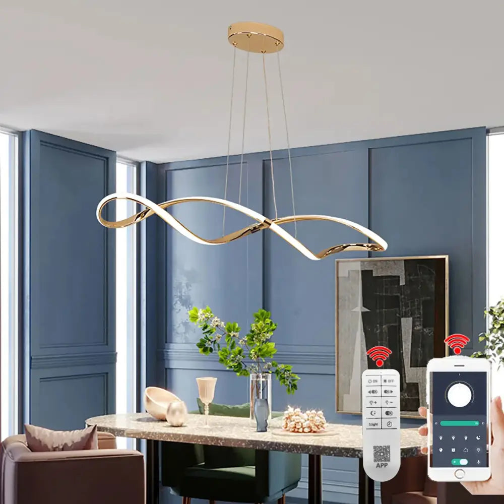 DecorBites™ gold-toned infinity glass pendant lights with sleek modern LED design for contemporary home decor