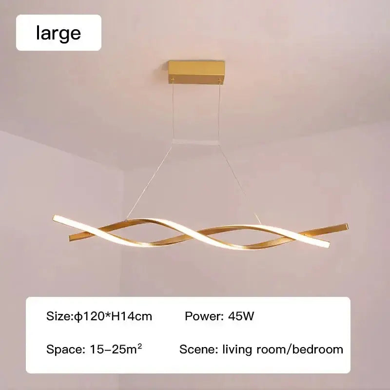 Gold-colored glass pendant lights with sleek twisted design and integrated LED by DecorBites for modern home decor