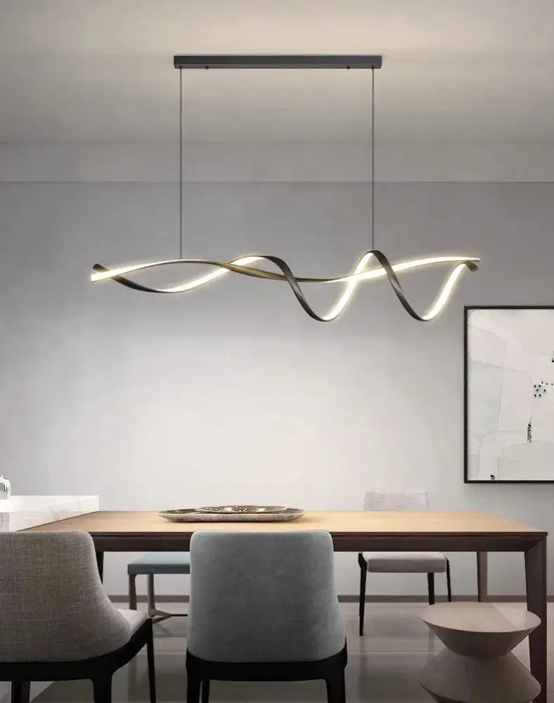 DecorBites sleek metallic silver and black glass pendant lights with twisted ribbon design for modern home decor