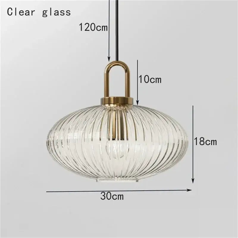 Decorbites glass stripe brass pendant light with clear ribbed glass shade for dining room pendant lights and glass stripe led