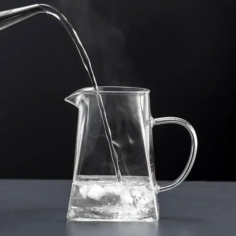 Clear glass decorbites glass tea pot with sleek modern design and curved handle for heat resistant kung fu tea set