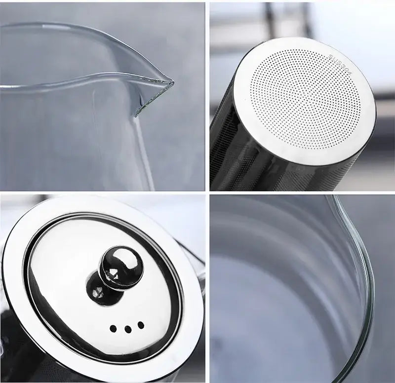 Clear glass teapot with stainless steel lid and infuser from decorbites glass teapot 550ml heat-resistant design