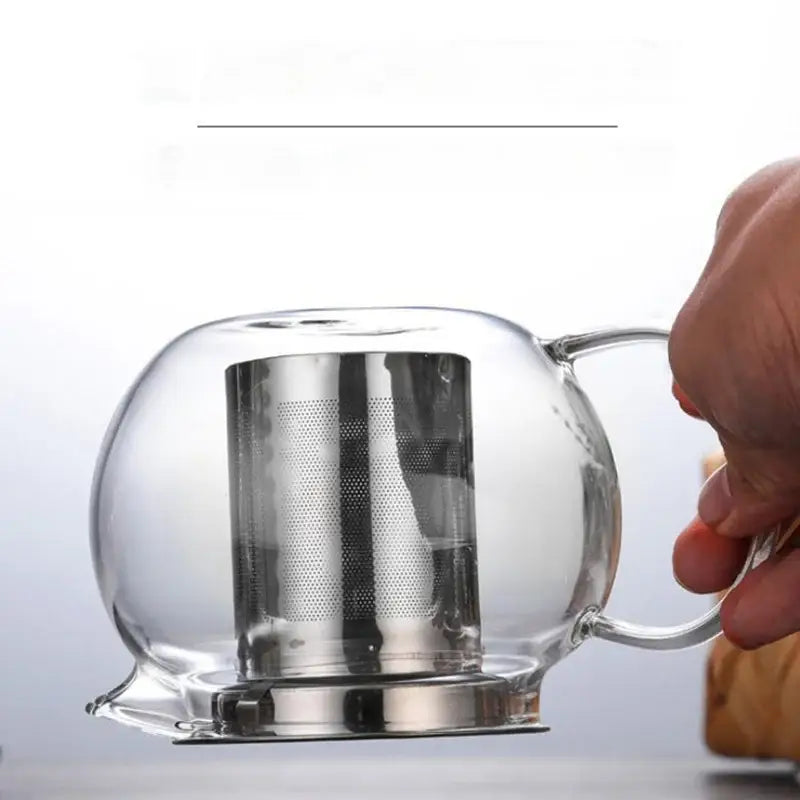 Clear glass decorbites glass teapot with stainless steel infuser for filter coffee and kung fu style tea brewing