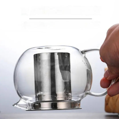 Clear glass decorbites glass teapot with stainless steel infuser for filter coffee and kung fu style tea brewing