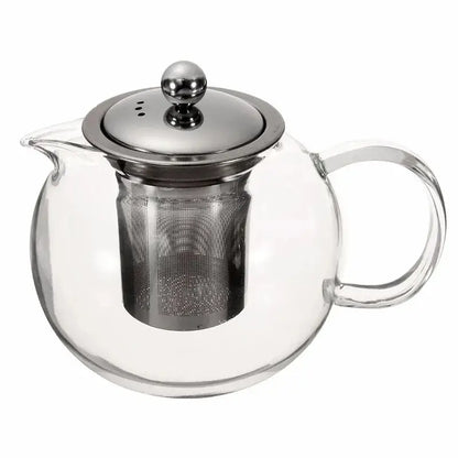 Clear borosilicate glass teapot with stainless steel infuser and lid heat resistant flower tea pot by decorbites