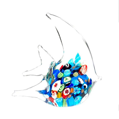 Translucent decorbites glass tropical fish figurines filled with colorful mosaic pieces for modern home décor
