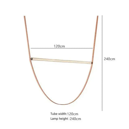 Decorbites glass tube pendant lamp with minimalist copper u-shaped frame and central bar for staircase lighting