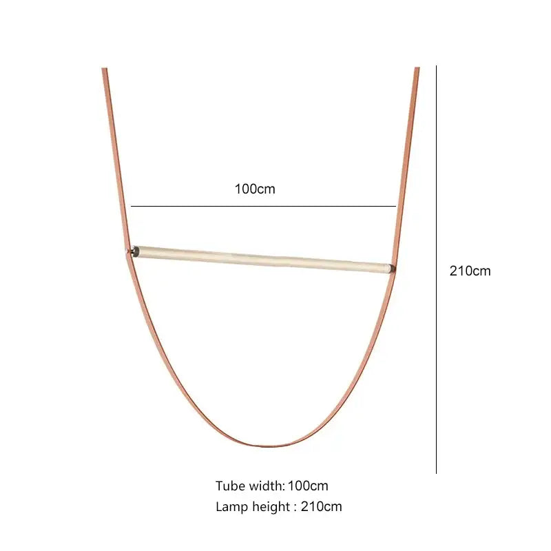 Copper-colored curved frame with central horizontal tube in decorbites glass tube pendant light for living room and villa