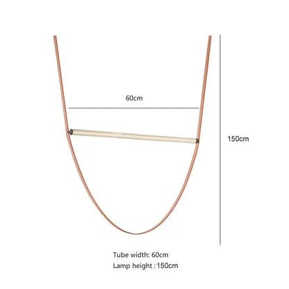 Copper-colored minimalist DecorBites glass tube pendant light with sleek curved design for living room or villa stairwell