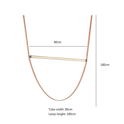 Copper-colored minimalist DecorBites glass tube pendant light with curved design for living room and stairwell lighting