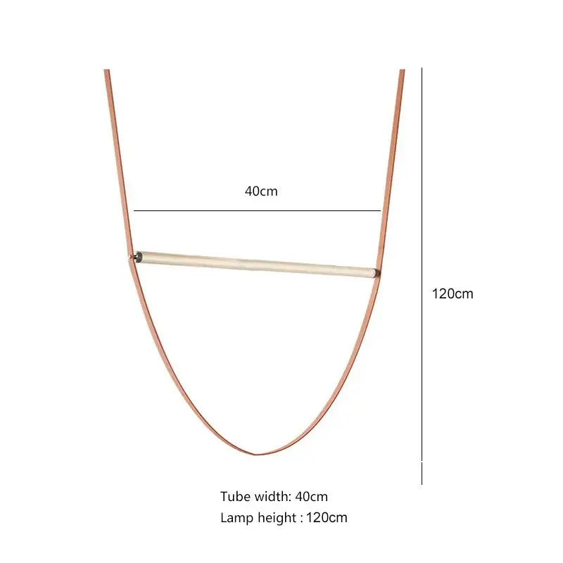 Copper-colored metal frame with central horizontal bar for DecorBites glass tube pendant light for living room or villa
