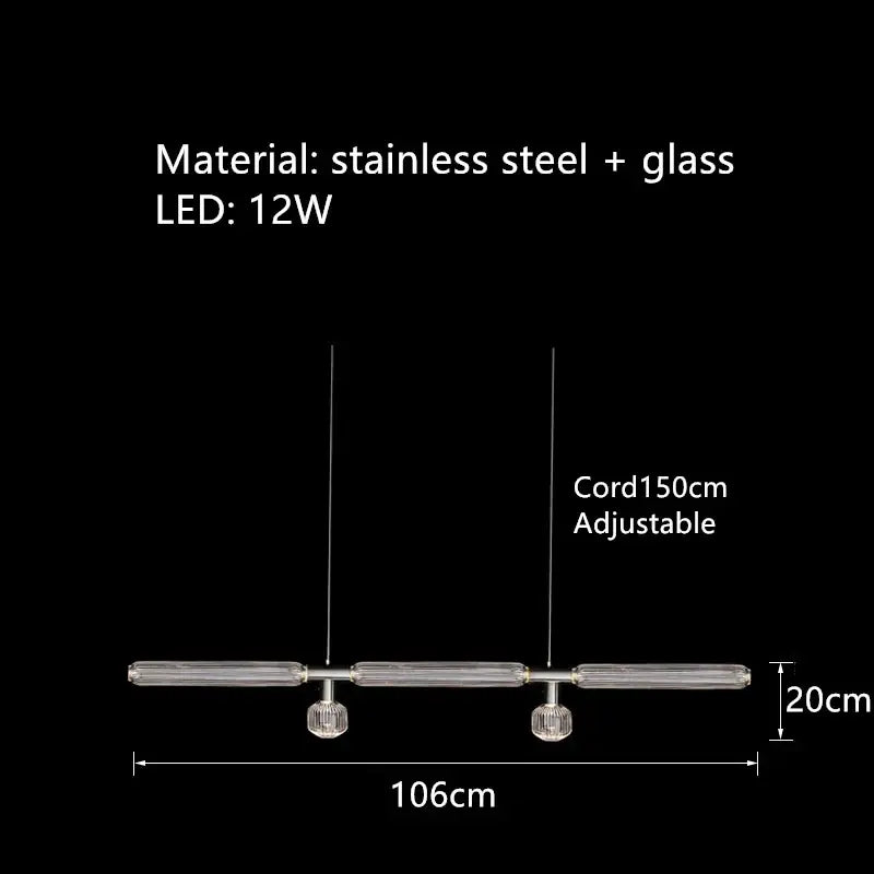 Modern minimalist DecorBites glass tubes pendant lamp with clear glass tubes and stainless steel accents for luxury lighting