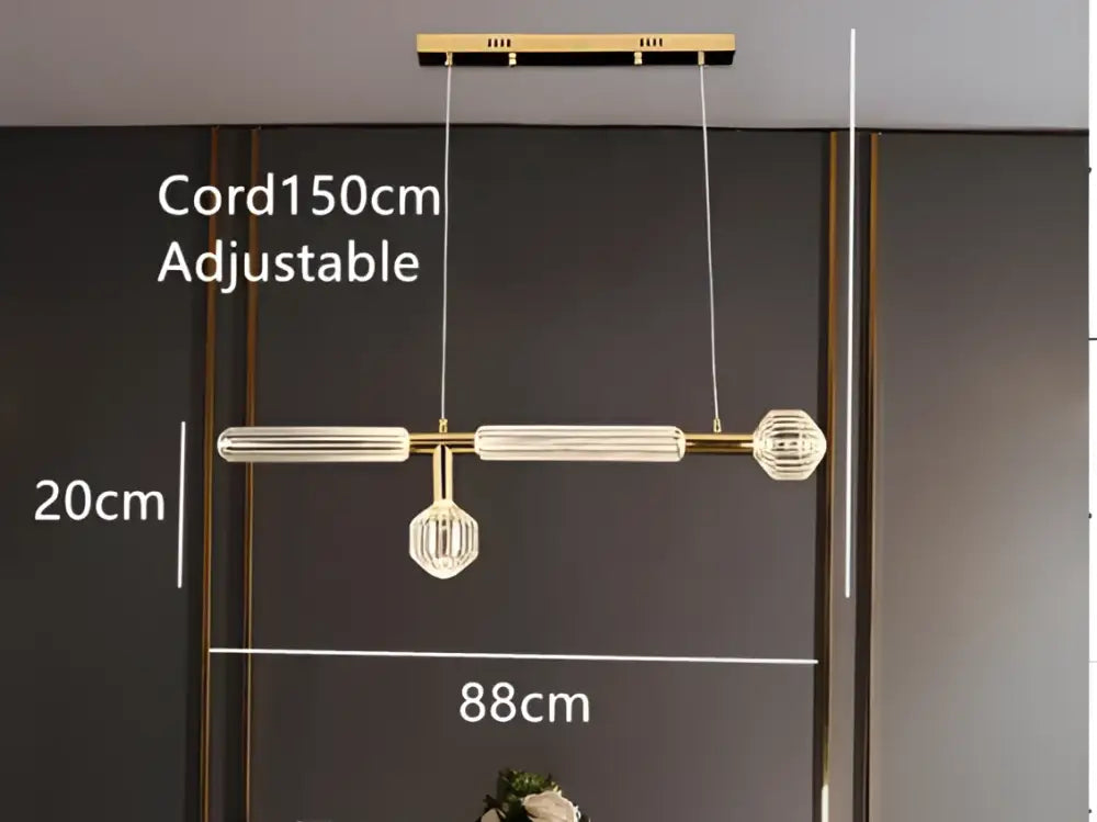 Gold-toned decorbites glass tubes led chandelier with clear glass accents and adjustable 150cm cord for modern luxury lighting