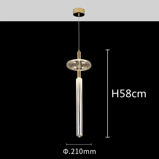 A modern decorbites glass tubes led pendant light with gold metal mount and crystal mesh shade for luxury interiors