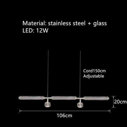 Modern minimalist decorbites glass tubes led chandelier with clear glass tubes and stainless steel for living room lighting