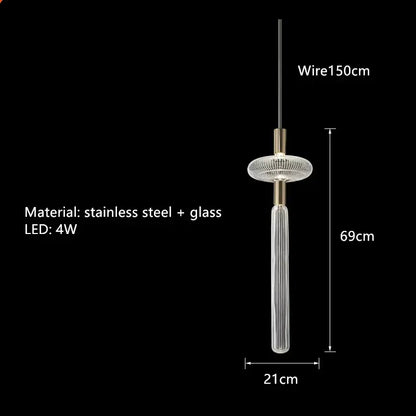 Decorbites glass tubes led chandelier with clear ridged glass tubes and brass hardware for modern luxury lighting