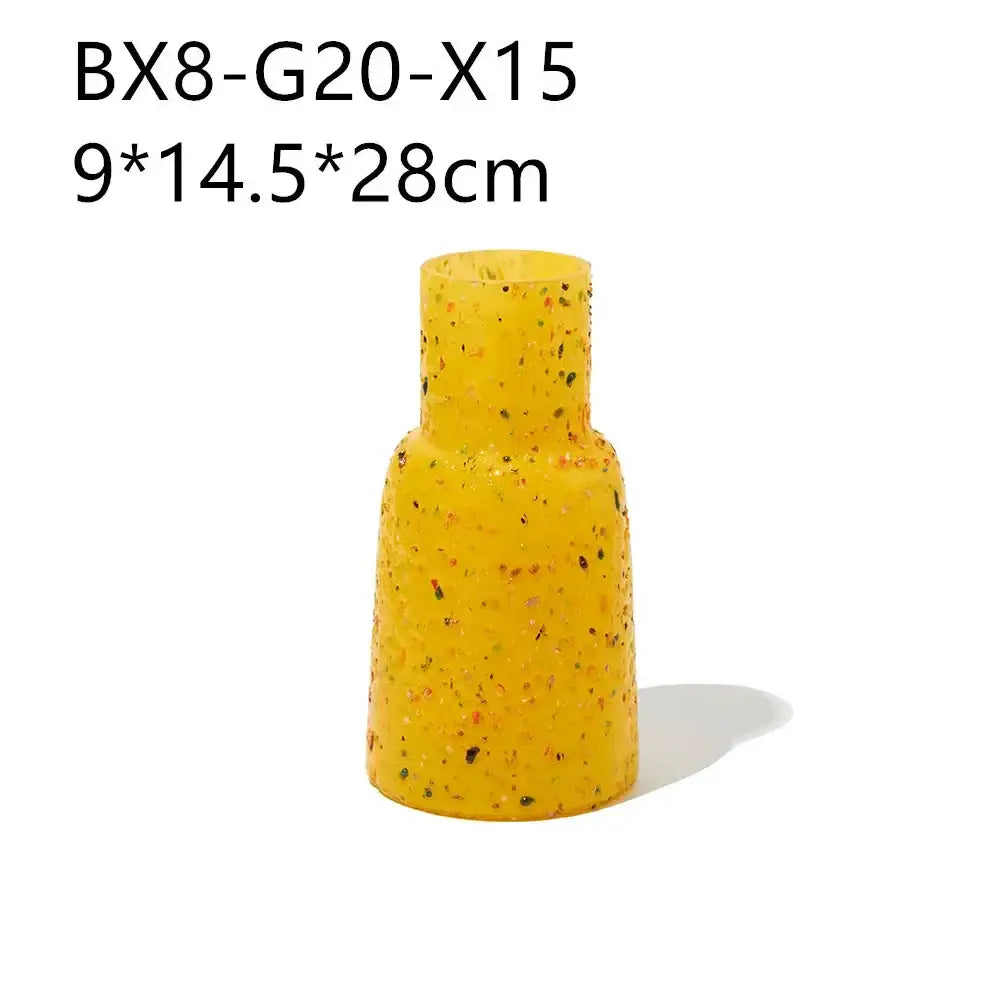 Yellow speckled terrazzo decorbites glass vase with tapered neck for glass vase hydroponic terrarium use