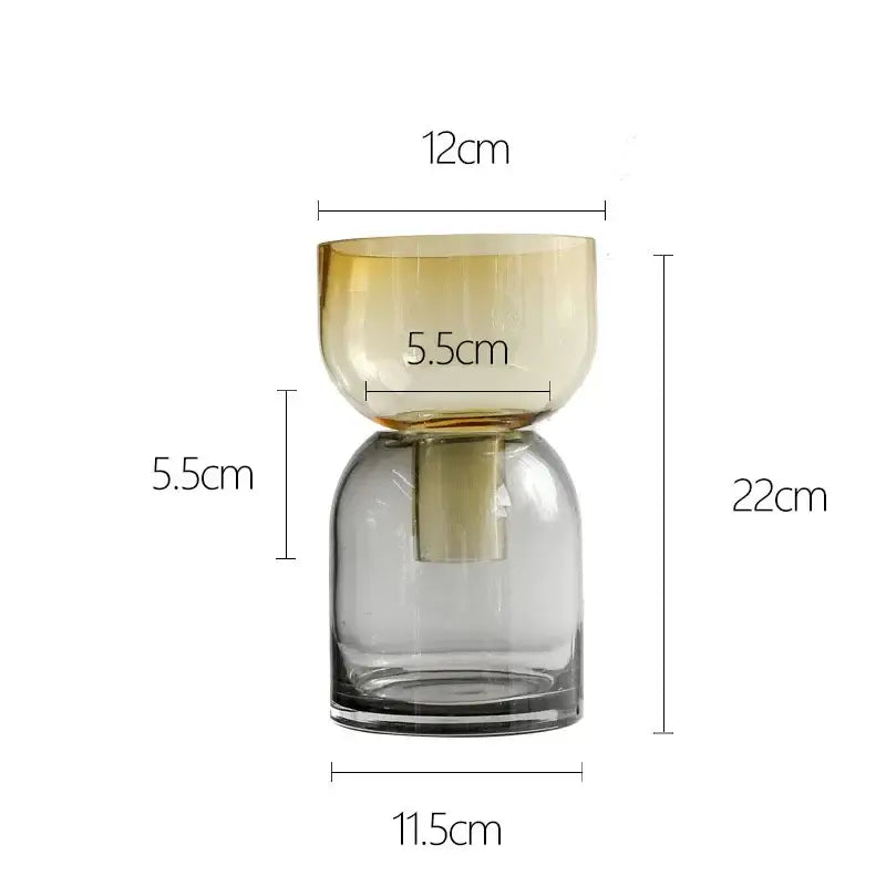 Decorbites glass vase hydroponics flower pots with a modern amber gradient top and clear glass base for desk decoration