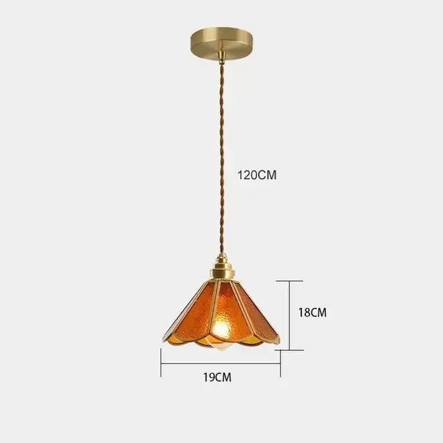 Decorbites glass vintage pendant lights featuring brass metal frame and amber glass shade for kitchen or restaurant use