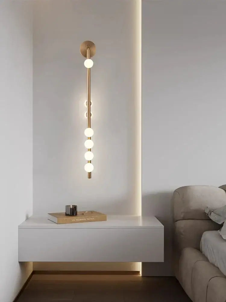 Decorbites glass wall lamp minimalist gold-toned wall lamp with five spherical bulbs for hotel villa living room and bedroom
