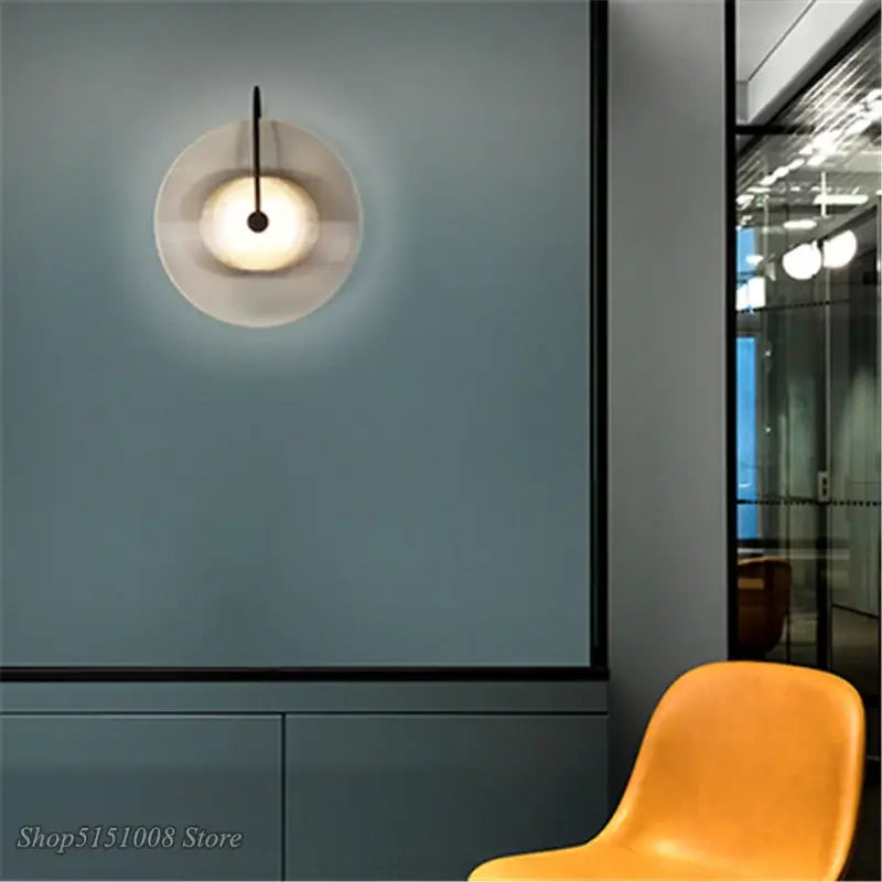 Minimalist decorbites glass wall lamp with frosted glass diffuser and black metal arm for modern home decor
