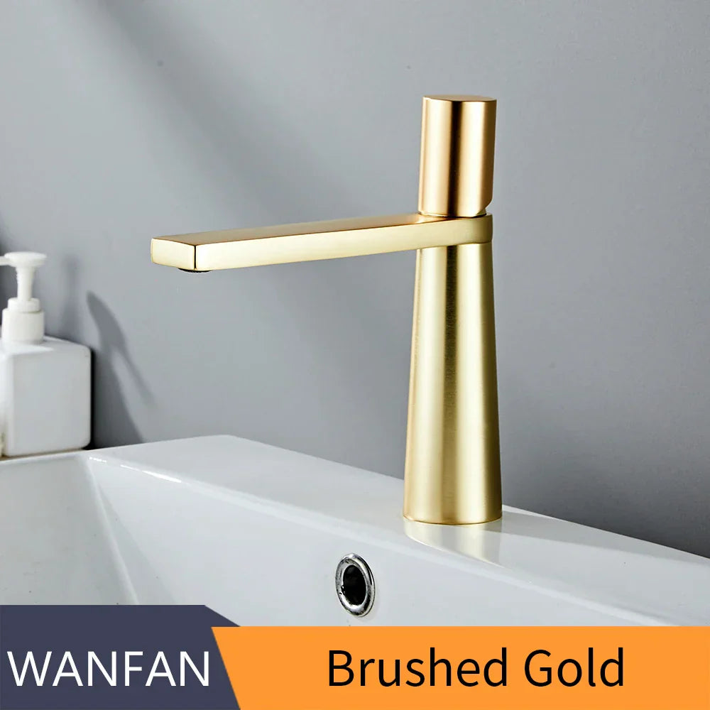 Decorbites gold brass basin faucet with brushed gold brass finish and sleek minimalist design for bathroom sink