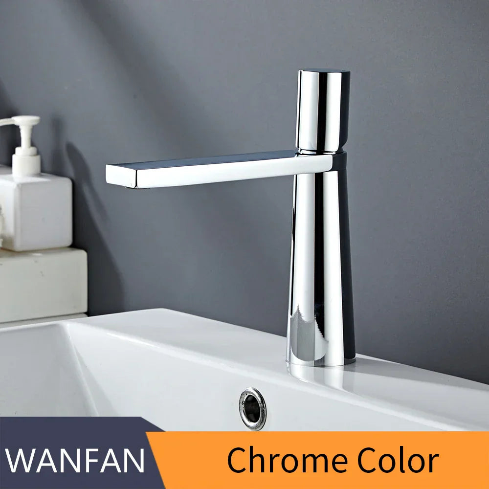 DecorBites™ gold brass basin faucet with chrome finish and sleek minimalist design for bathroom sink use